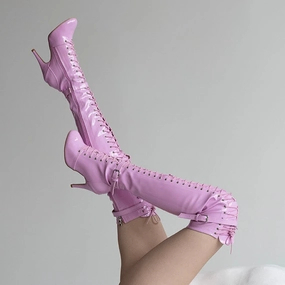 Omani - Pink Vegan Patent - Street Sole Evening Glam