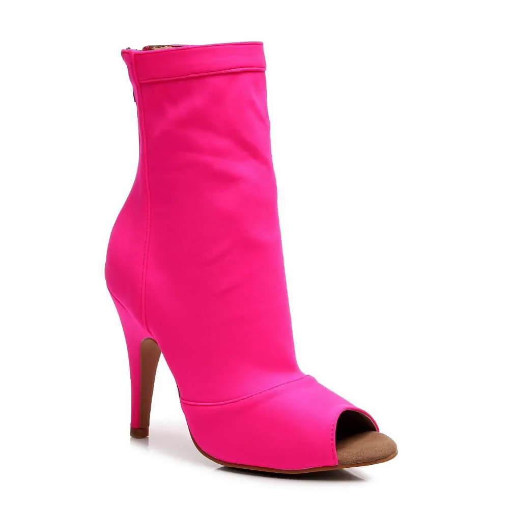 Shabina - Hot Pink Lycra - Street Sole Trendy Footwear Square Toe