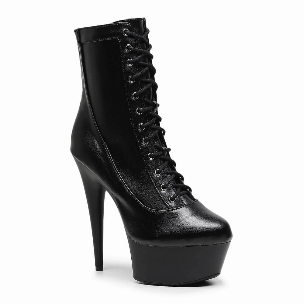 Devon - Black Vegan Leather - Street Sole Chic Boots Comfy Bridal Heels