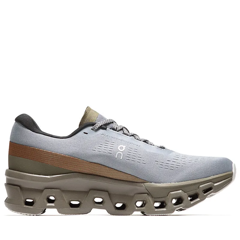 Pleasures x The Loop x On Cloudmonster 2 - Mist/Olive patent leather shoes