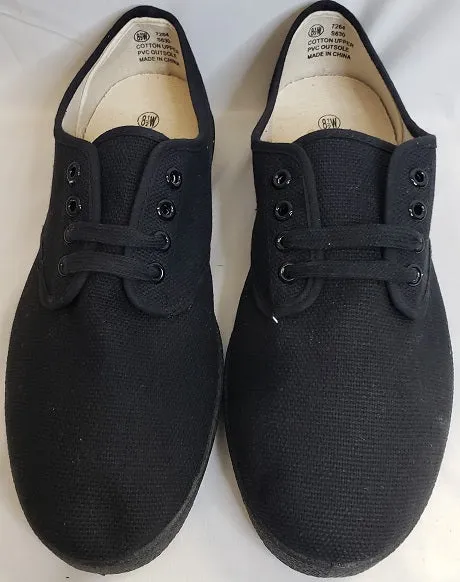 Pluribus -- Black Canvas Oxford -- Wide Width -- All Black Non-Slip Sole Fashion Comfort