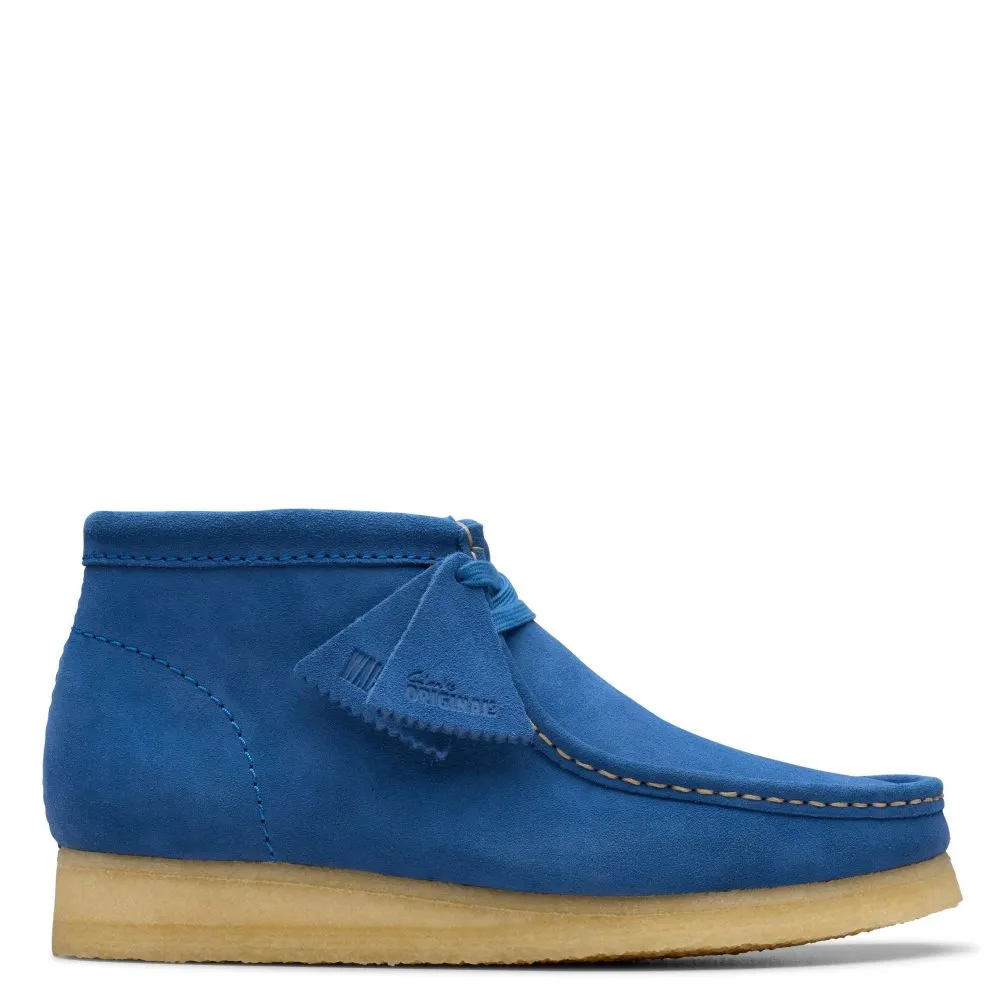 foldable Clarks Men's Wallabee Boot in Blue Suede Flexible Sole mom style