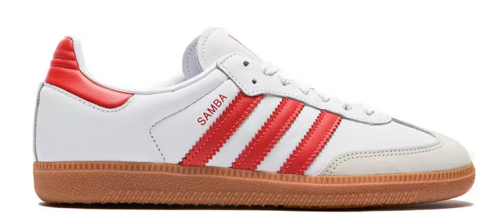 Enhanced grip adidas Samba OG White Solar Red Gum (Women's)