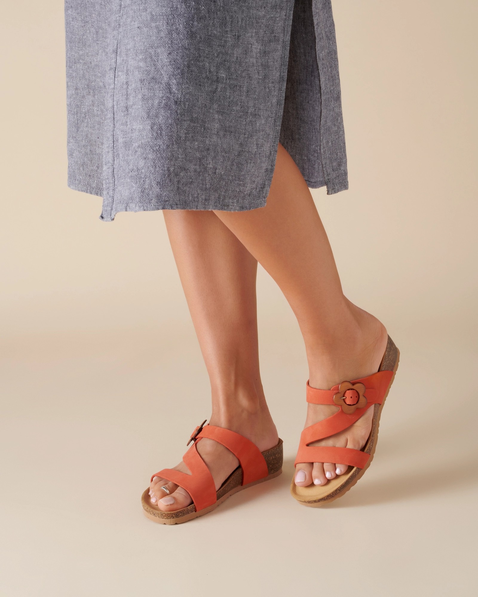 Relaxed Open Toe Shoes Ravenna Orange