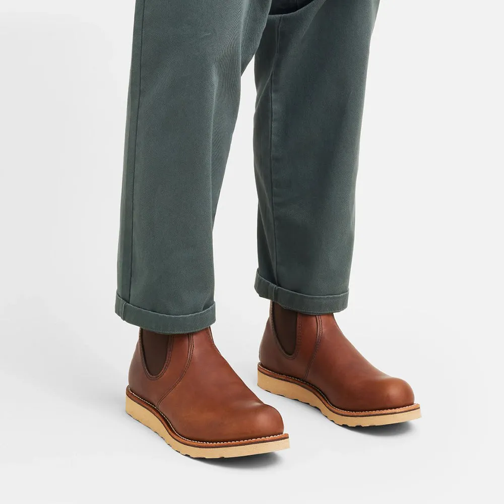 Anti-bacterial Red Wing Men's Classic Chelsea 3190 in Amber Harness Leather (D Width) Deluxe Feel