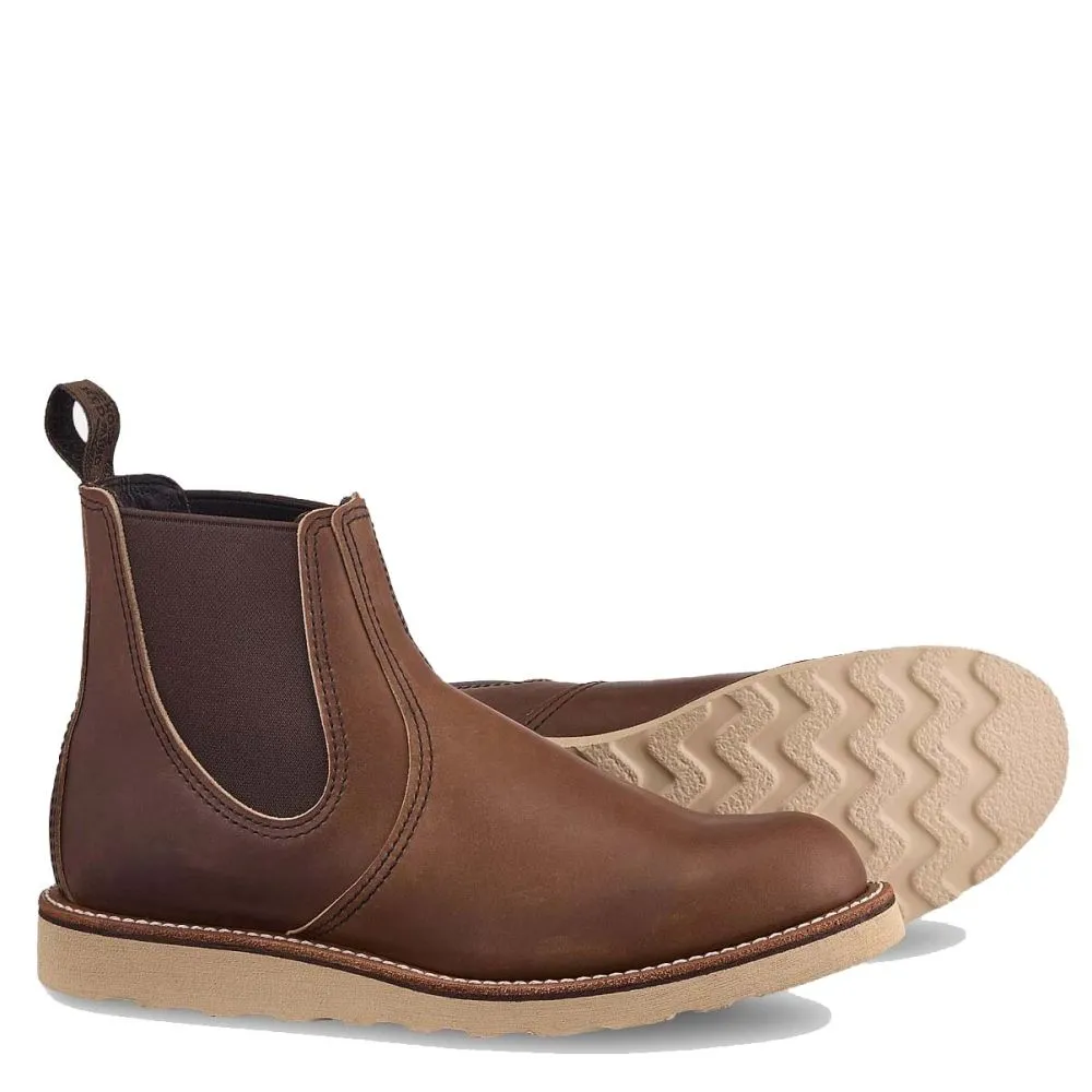 Red Wing Men's Classic Chelsea 3190 in Amber Harness Leather (D Width) Deluxe Feel Hard wearing Closed Toe Design