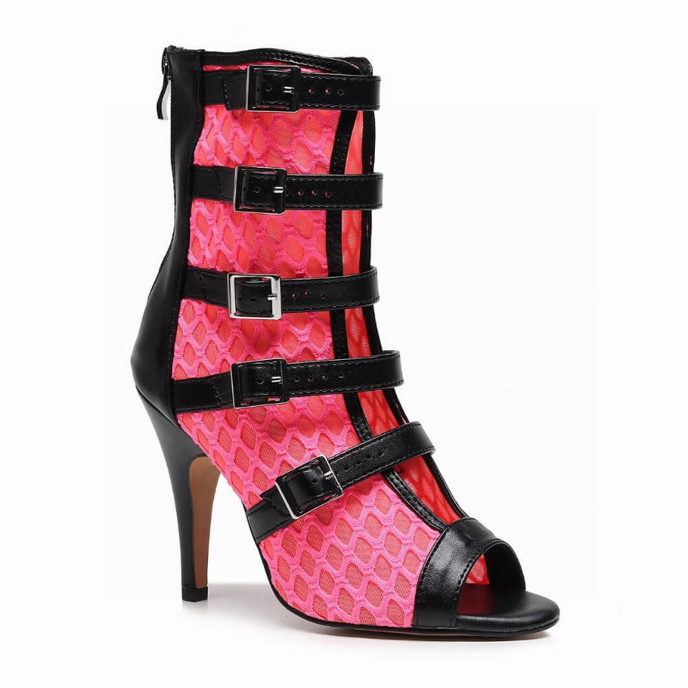 Riley - Black with Hot Pink - Street Sole Height Boost Formal Heels