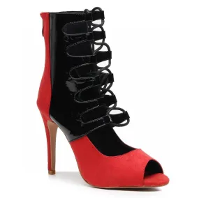 Boss Spark Ryann - Red Vegan Suede and Black Vegan Patent - Street Sole