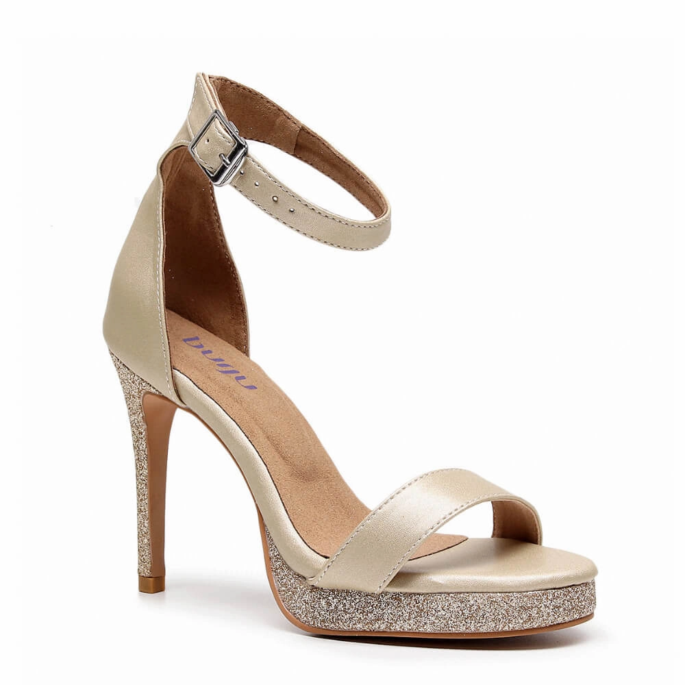 Funky Design Romantic Spark Chloe - Gold Leather and Glitter - Street Sole