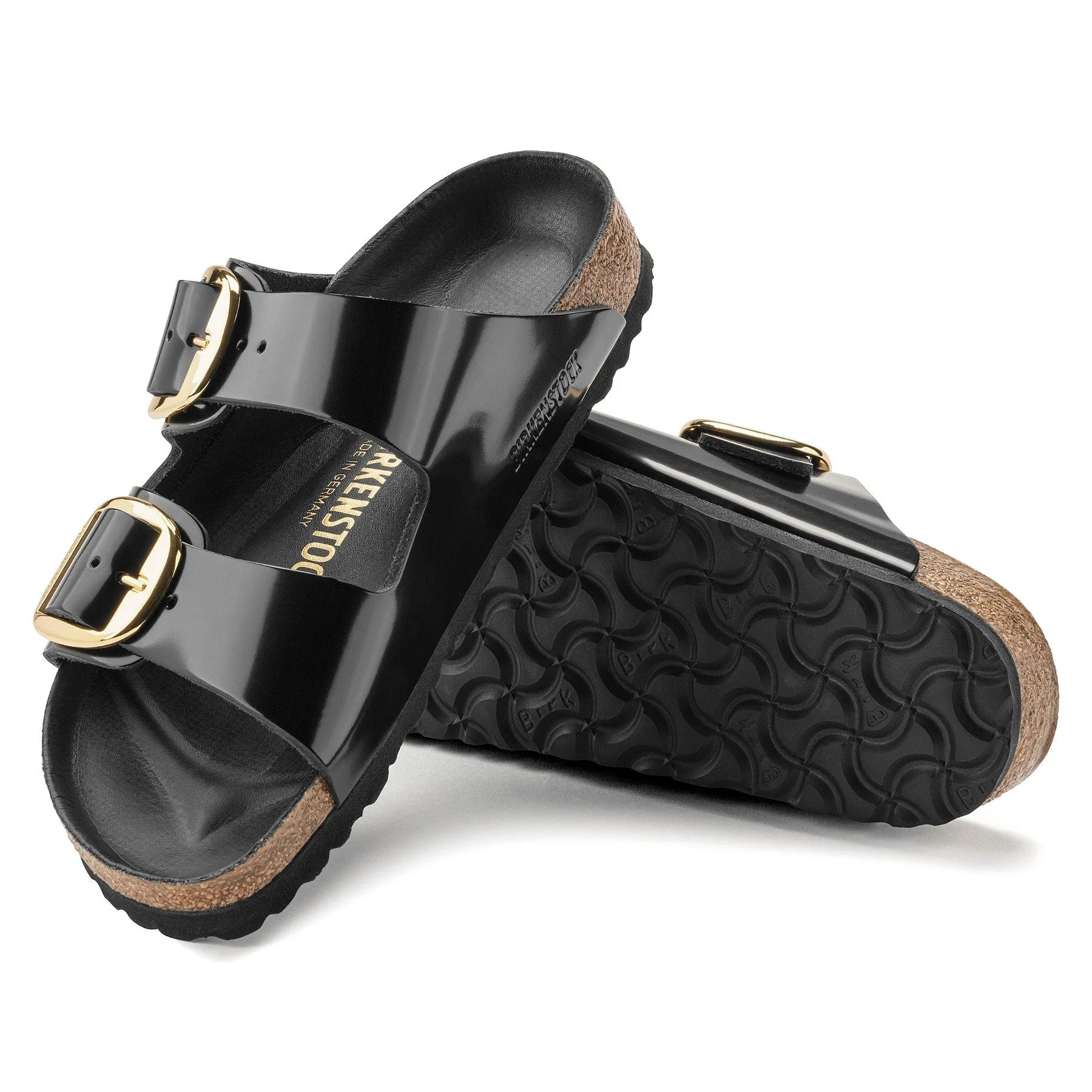 Arizona | Big Buckle | Patent Leather | Black Canvas Material Relaxed Everyday