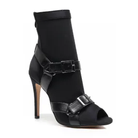 Sharness - Black with Black Straps - Street Sole Chic Footwear Leg Line