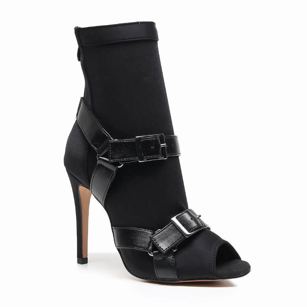 Paris Chic Bold Appeal Sharness - Black with Black Straps - Street Sole