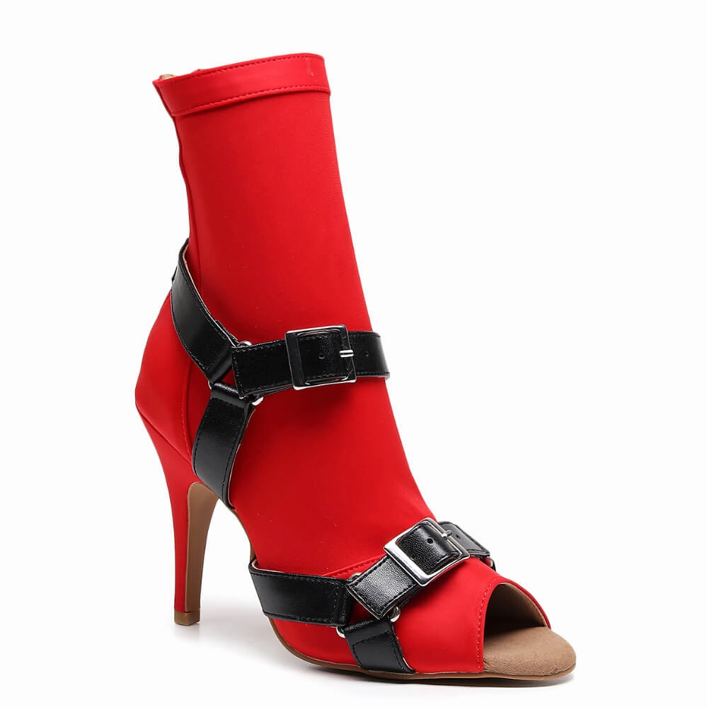 Toe Cap Daytime Wear Sharness - Red Lycra with Black Matte - Street Sole