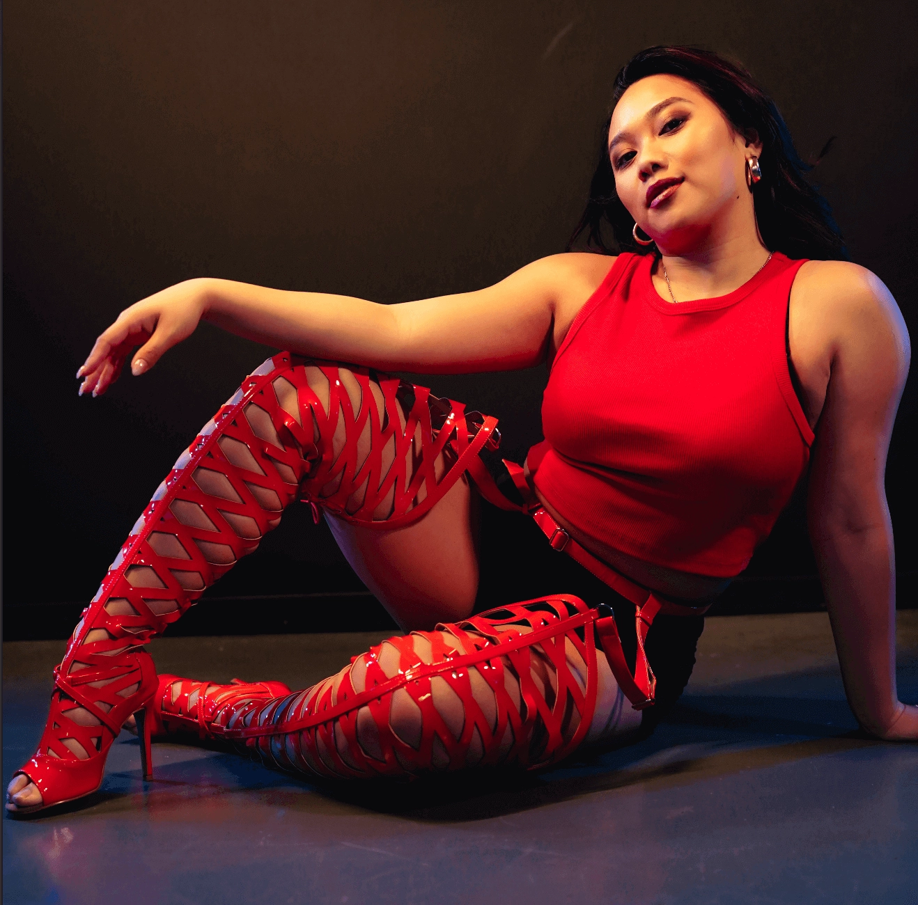 Gladysse - Orange Vegan Patent - Street Sole Office Wear