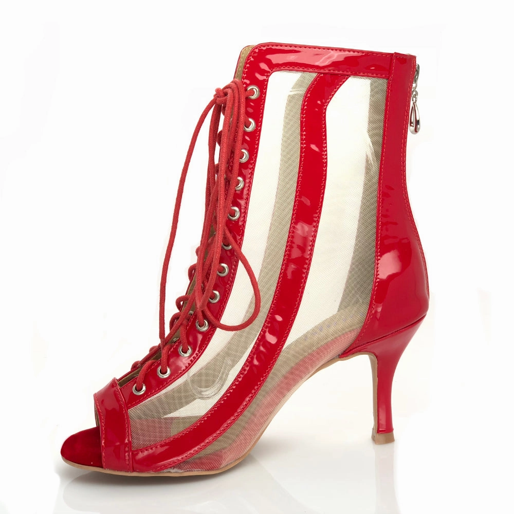 Bold Statement Glam Heels Sierra - Red Vegan Patent - Street Sole