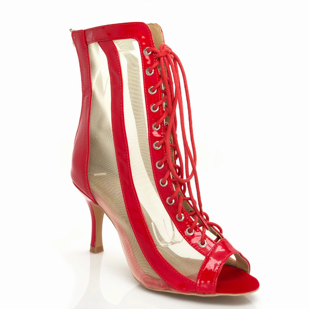 Open Toe Heels Sierra - Red Vegan Patent - Street Sole