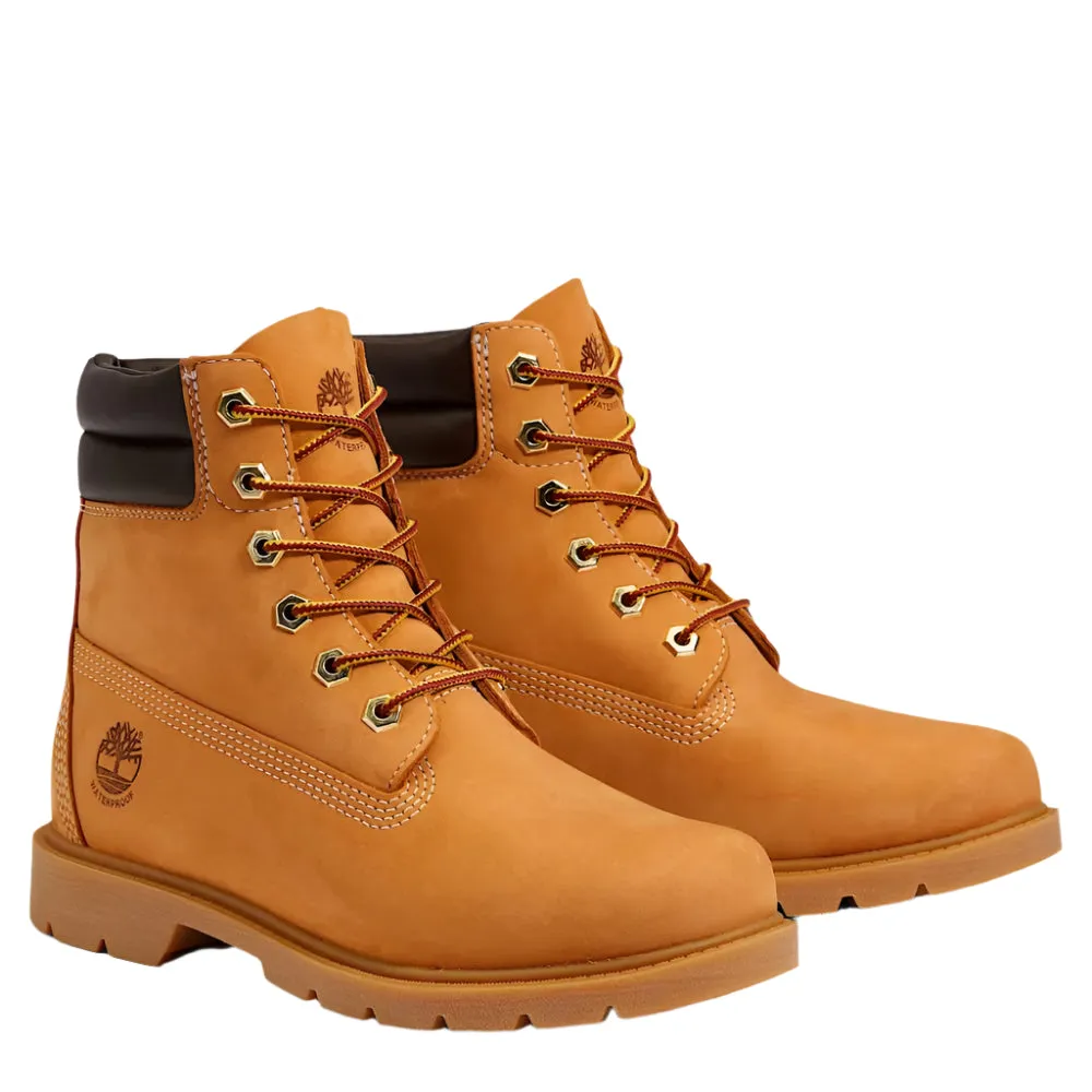 Skid Resistant Timberland Women's Linden Woods 6-Inch Waterproof Boot in Wheat Slip Resistant Hiking Trails