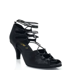 Alemana - Black Satin - Suede Sole - Dance Floor Only Classic Pumps