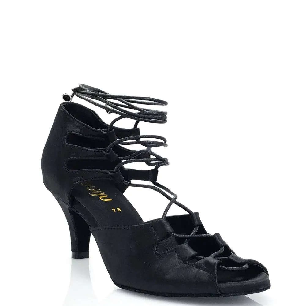 Alemana - Black Satin - Suede Sole - Dance Floor Only Classic Pumps