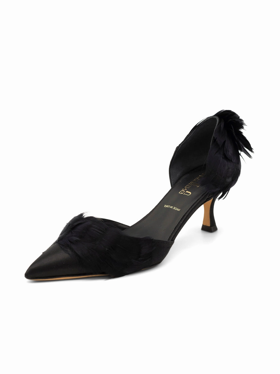 Glittery Shine Water Guard Sofia d'Orsay Feather Heel