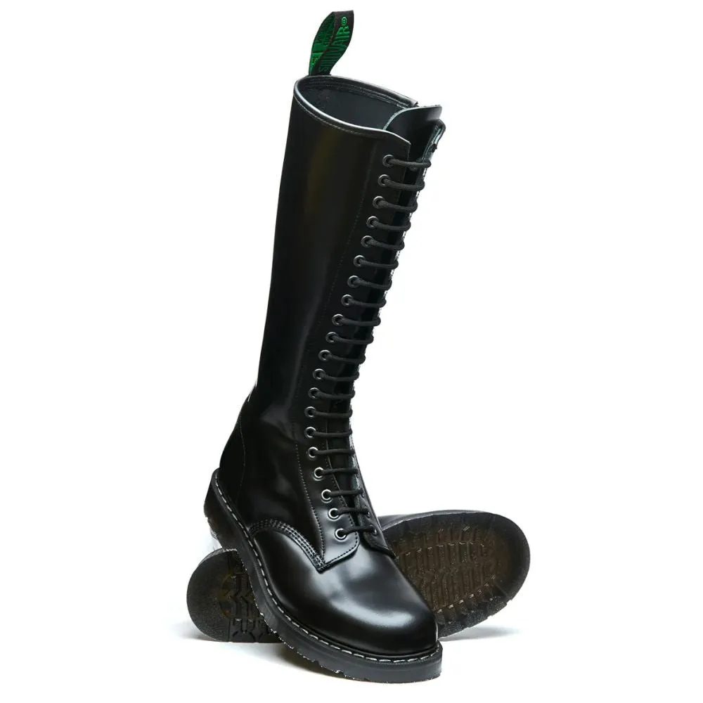 Urban Trekker Solovair 20 Eye Zip Derby Boot in Black Hi-Shine Breathable Cold Weather Commuter