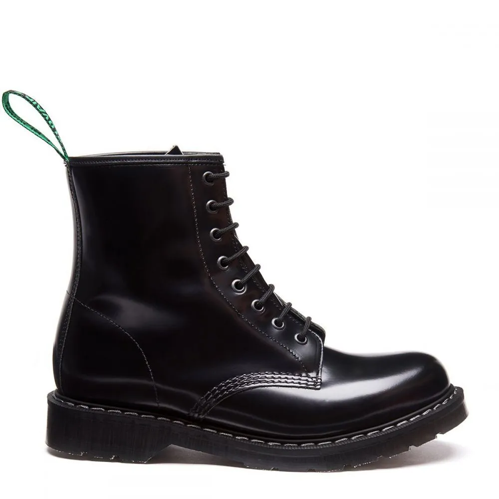 City Walk Solovair 8 Eye Derby Boot in Black Hi-Shine sweat-wicking Cushioned Step Adventure Journey