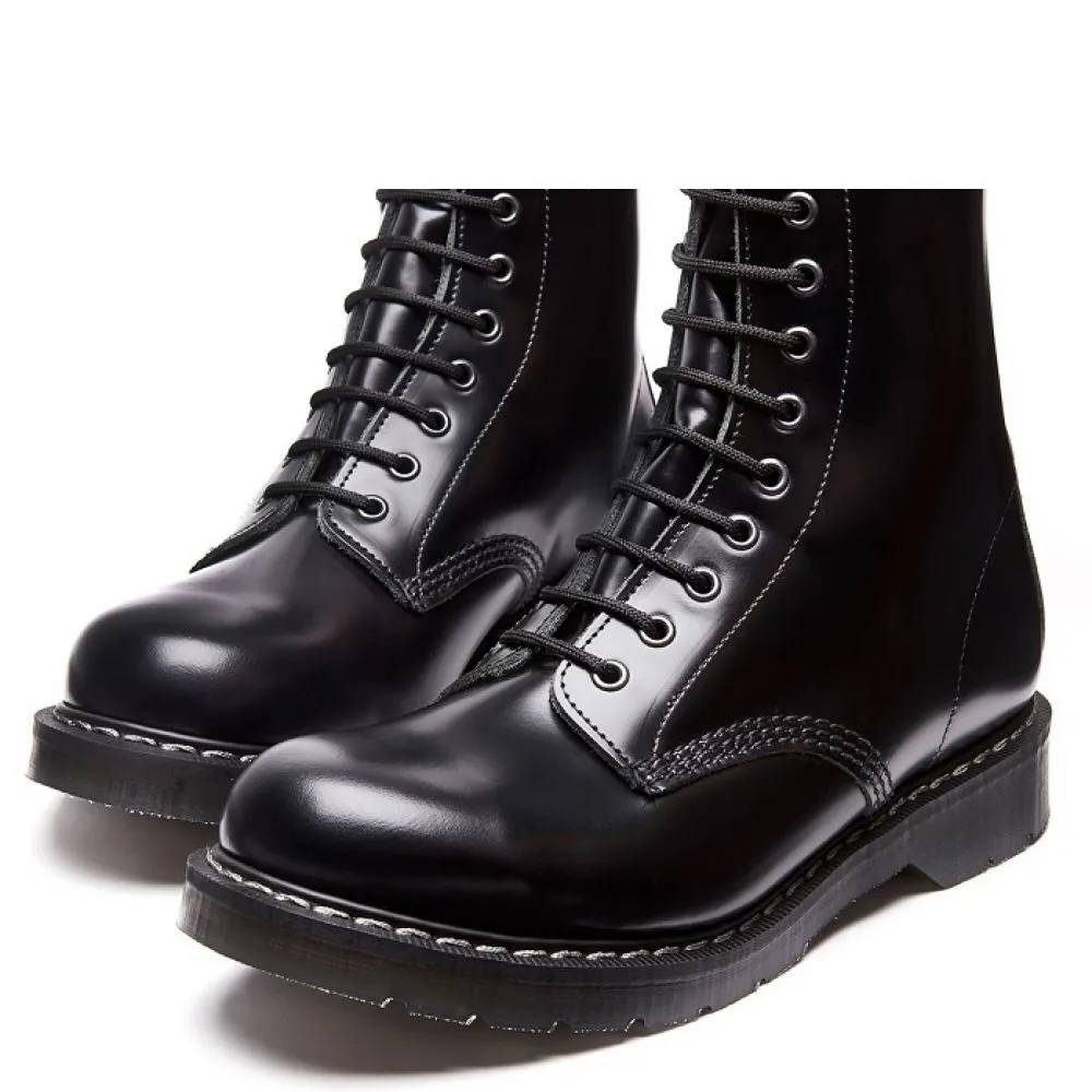 City Walk Solovair 8 Eye Derby Boot in Black Hi-Shine Soft Sole