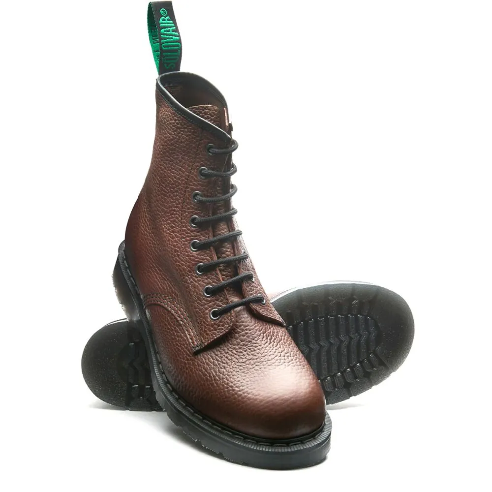 Workplace Use Ground Force Protective Layer Solovair 8 Eye Derby Boot in Gaucho Brown Grain