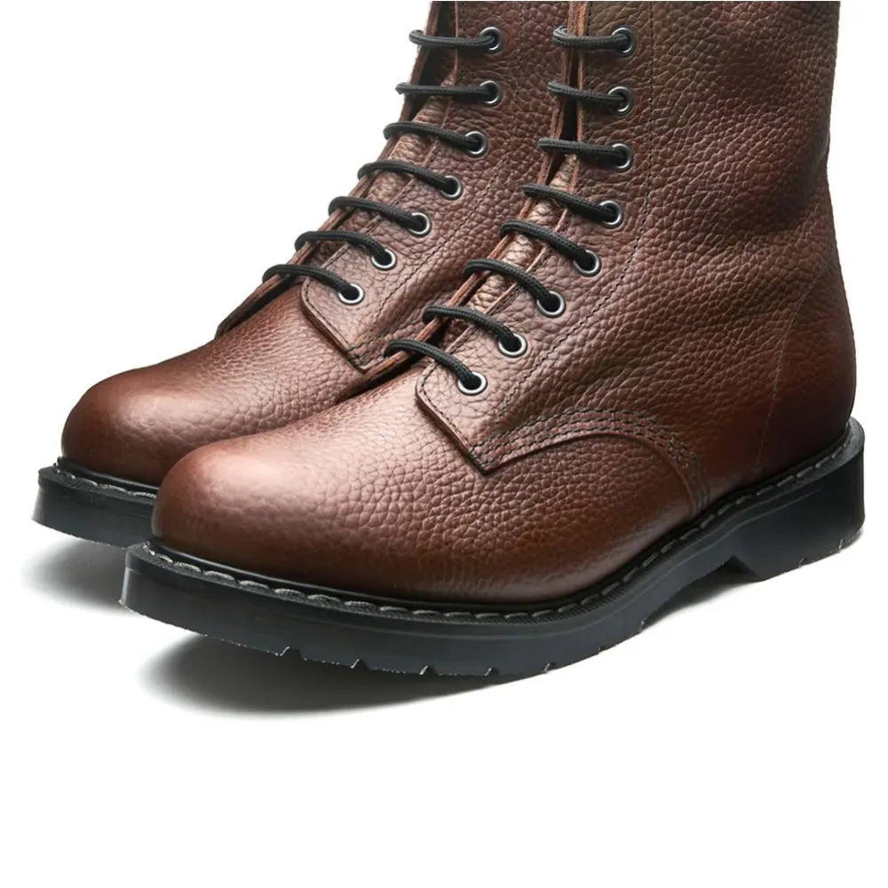 Non Slip Ease Solovair 8 Eye Derby Boot in Gaucho Brown Grain Thermal Core Rainy Day Commuter