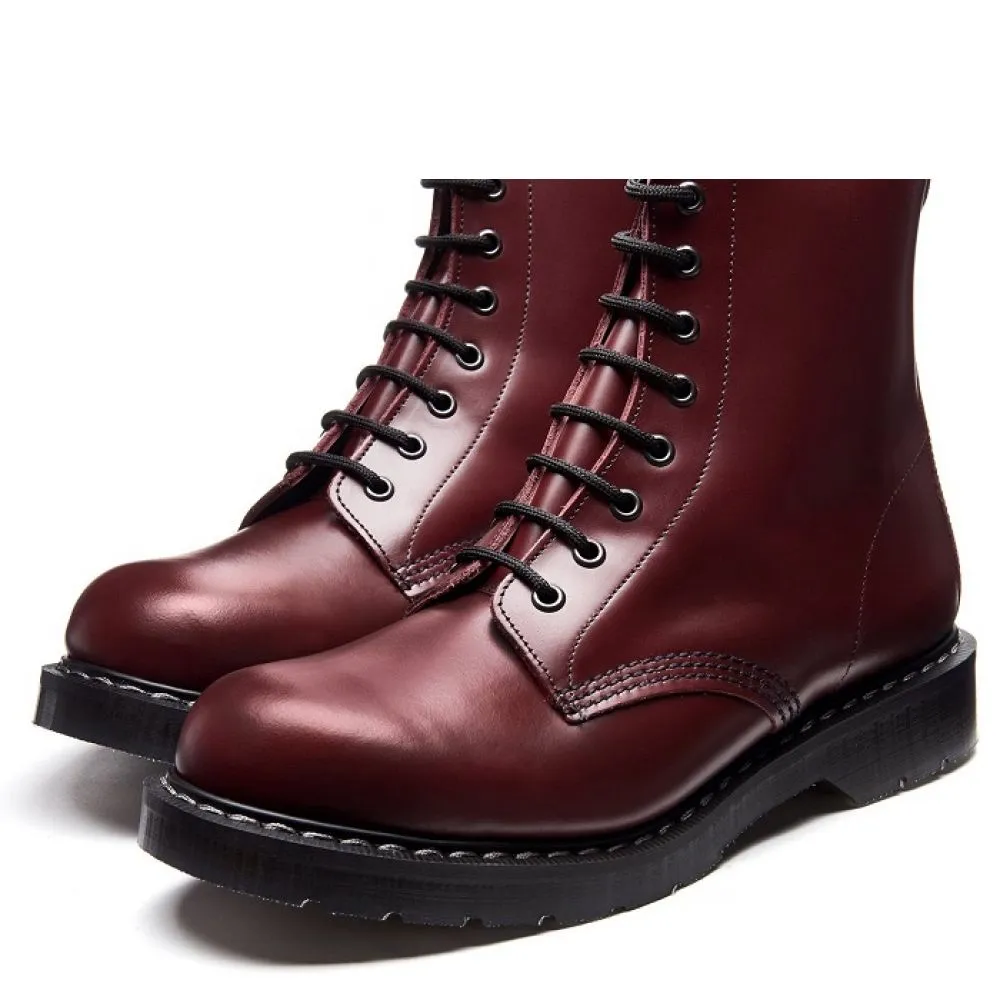Shock Absorbing Backcountry Camper Walk Endure Solovair 8 Eye Derby Boot in Oxblood Hi-Shine