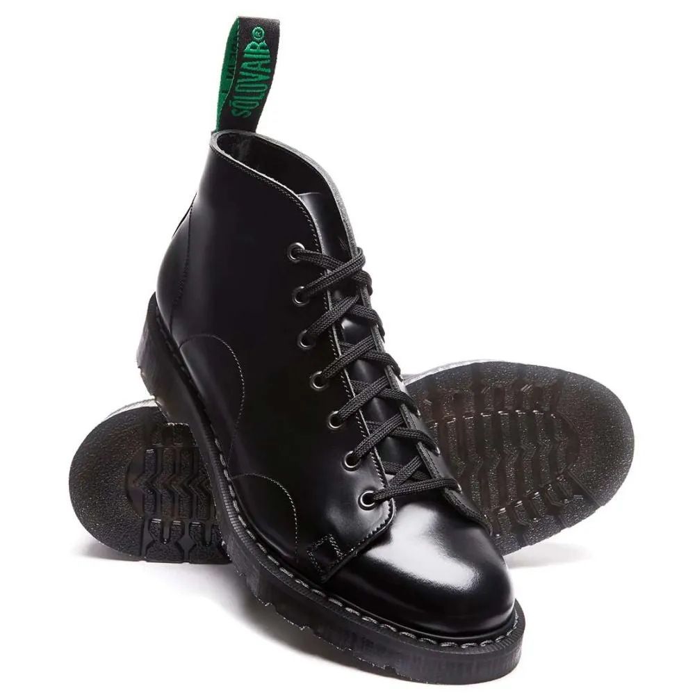Solovair Monkey Boot in Black Hi-Shine Low Profile System Anti Odor Snowy Path