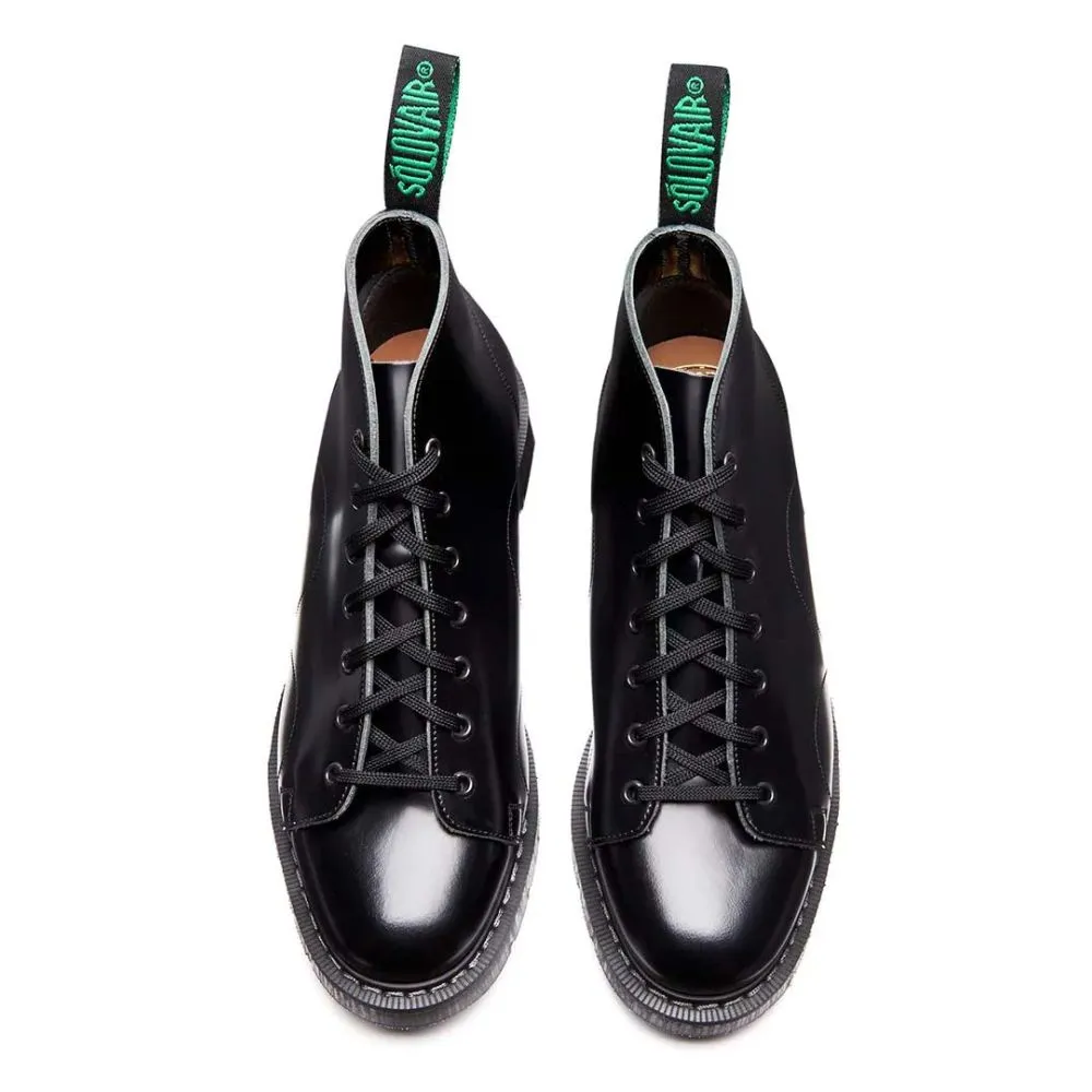 Urban Chic Solovair Monkey Boot in Black Hi-Shine Shock Absorbing Urban Commute