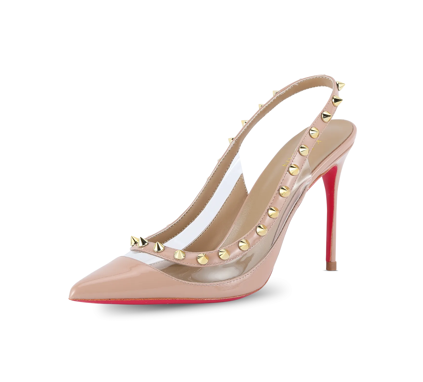 Spiky PVC Slingback Pink Sole Pumps Photo Spark hand craft