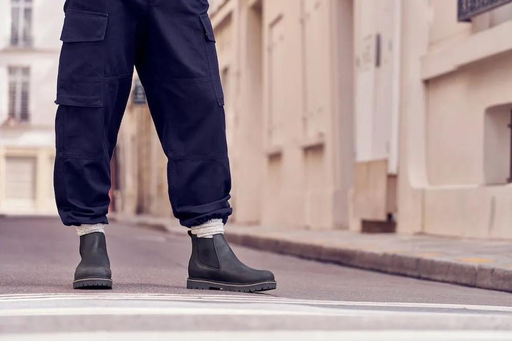 Stalon | Nubuck | Black High Rise Simple Edge