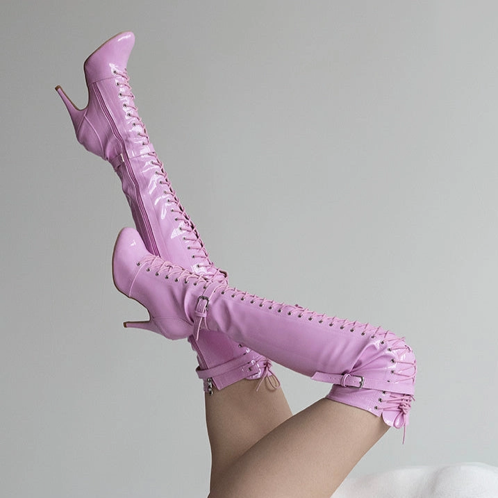 Omani - Pink Vegan Patent - Street Sole Wide fit