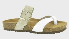 Comfy Flip-flops Casual Travel Shoes NAOT FRESNO SANDAL - WHITE PEARL LEATHER/SAND STONE SUEDE