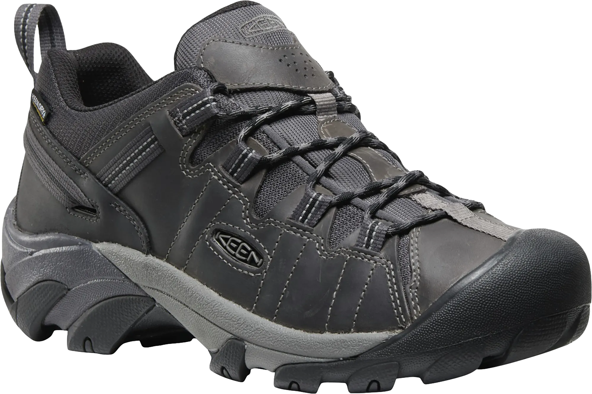 Quarter turn view Men's KEEN Footwear style name Targhee II Mid Waterproof Wide in color STLGRY/BLK. Sku: 1031364