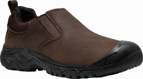 Quarter turn view Men's KEEN Footwear style name Targhee IV Slip-On in color JAVA/BLK. Sku: 1031163