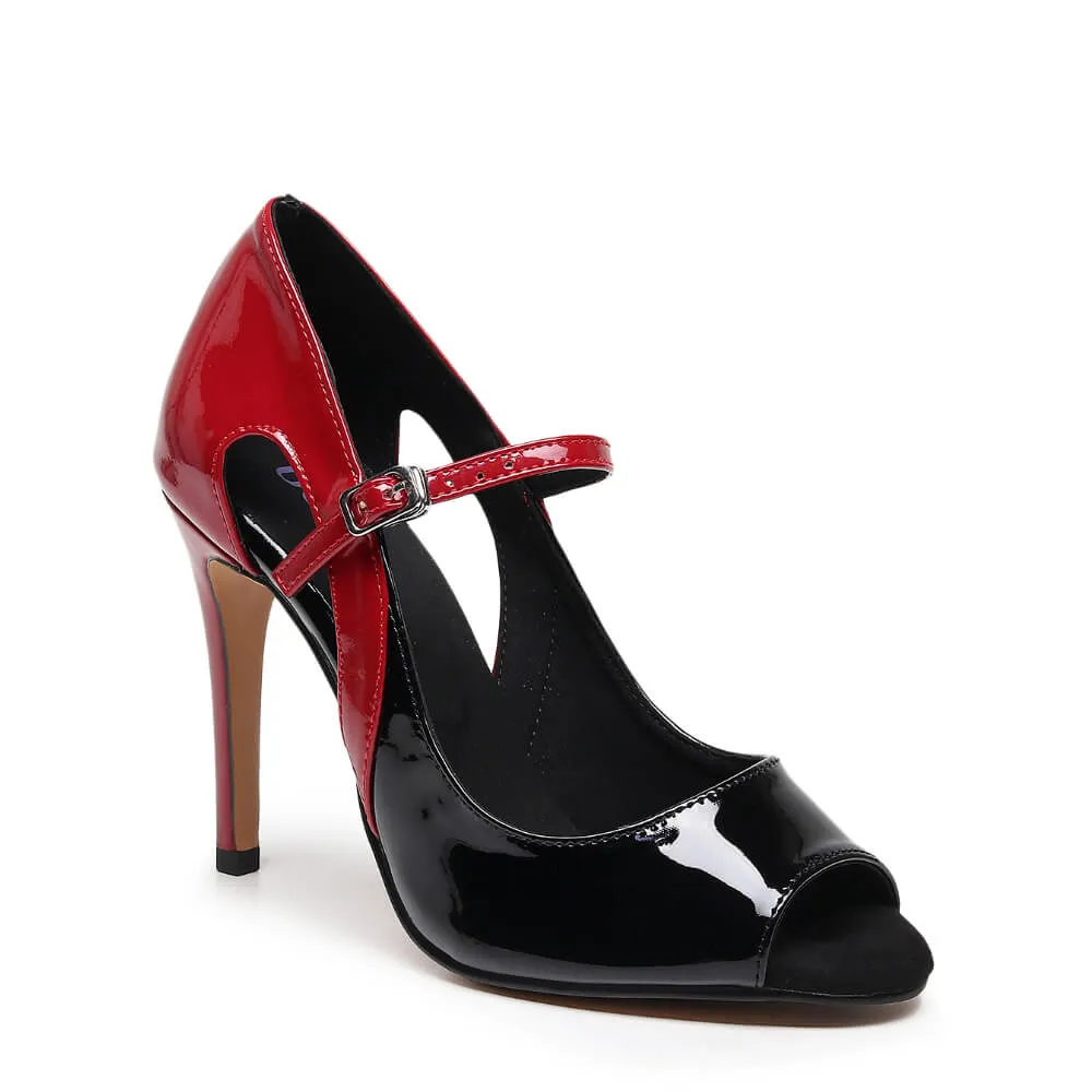 Eye Catching Tatti - Black and Burgundy Vegan Patent - Street Sole