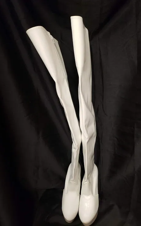 Everyday Protection 6" Astra -- Women's Thigh High Platform Dress Boot -- White Patent