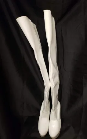 Classic Fit 6" Astra -- Women's Thigh High Platform Dress Boot -- White Patent