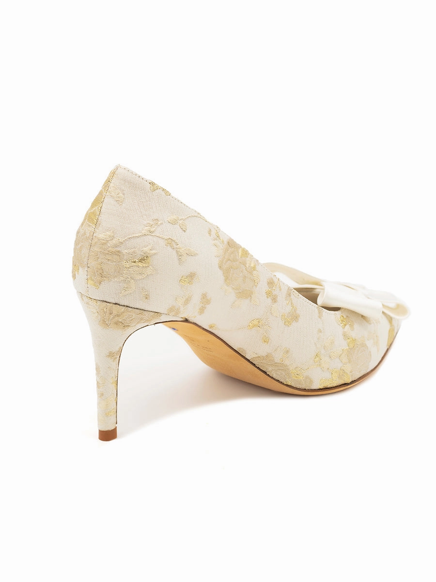 Caitlin Pointed Toe Pump Brocade Long Leg Look Urban Glow