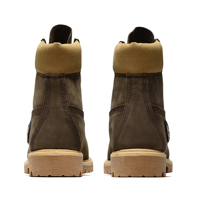 Timberland Premium 6" Lace Up Waterproof Boot - Dark Brown/Nubuck Olive Bootie Cut