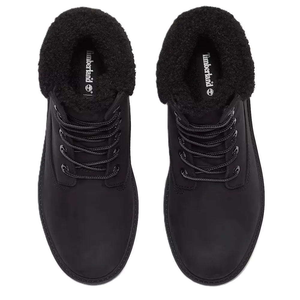 ZipUp Timberland Women's Stone Street Mid Warm Lined Waterproof Boot in Black Nubuck Mud Resistant Layer