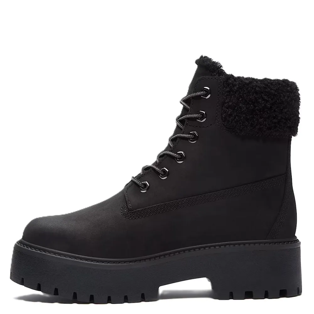 Timberland Women's Stone Street Mid Warm Lined Waterproof Boot in Black Nubuck Lace   Up Style Multi-Purpose