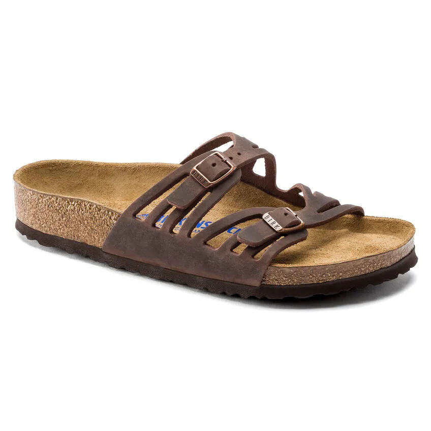 Open Back Foot Hug BIRKENSTOCK GRANADA SOFT FOOTBED SANDAL - HABANA OILED LEATHER