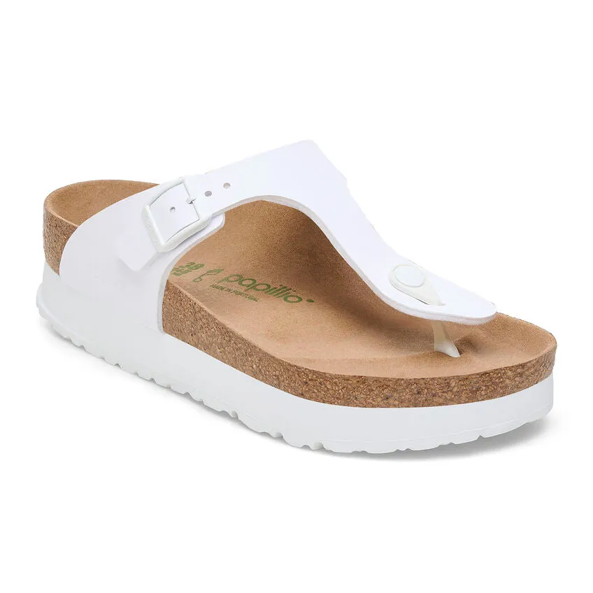 Classic Outdoor Style BIRKENSTOCK PLATFORM GIZEH WHITE