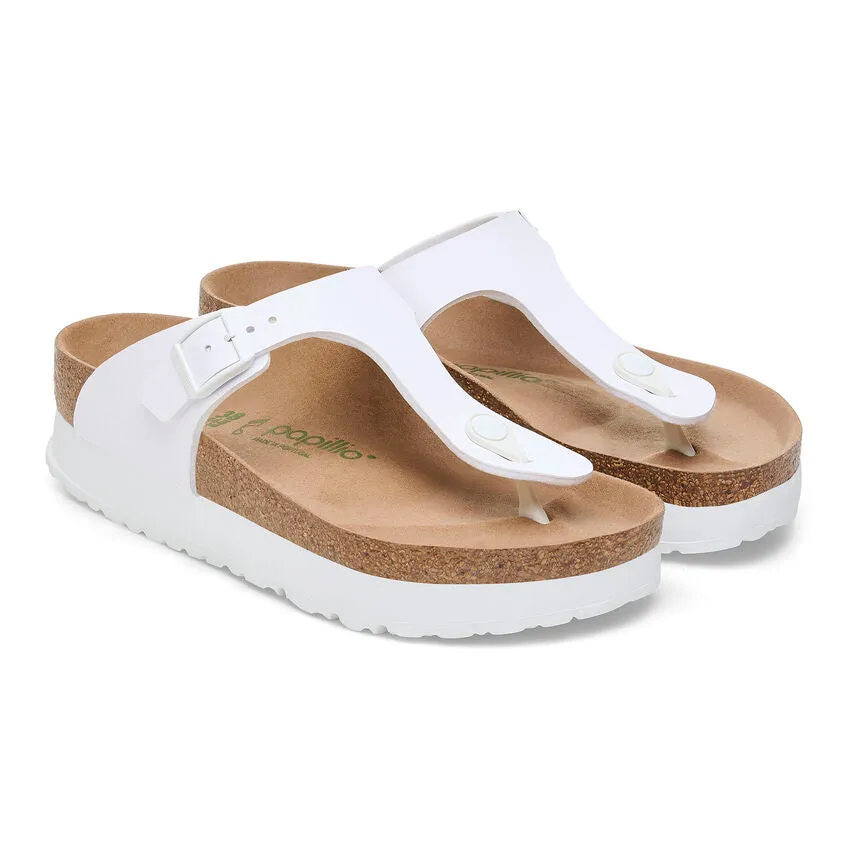 Street Style BIRKENSTOCK PLATFORM GIZEH WHITE