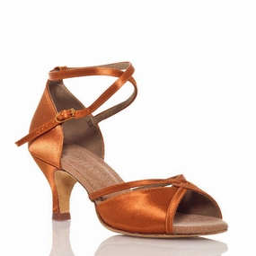 Linked - Tan Satin - Suede Sole - Dance Floor Only Smart High Heels