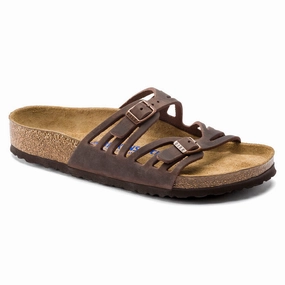 Open Back Foot Hug BIRKENSTOCK GRANADA SOFT FOOTBED SANDAL - HABANA OILED LEATHER